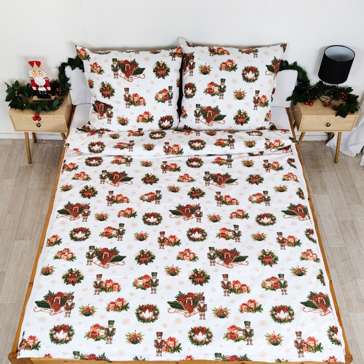 Pościel Świąteczna bawełniana z płótna 160- Dziadek do orzechów